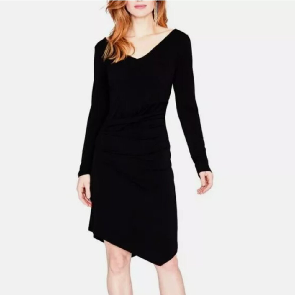 New RACHEL ROY Asymmetrical V-Neck Long Sleeve Dress